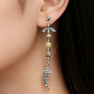 Archangel Raphael Winged Post Dangle Earrings Angels Guardian Angels Drop
